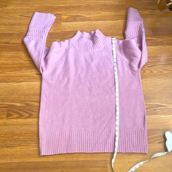 JOA J.O.A. Lilac Sweater Small Soft Knit Mock Neck with Long Sleeve Detail NWOT - Picture 4 of 14